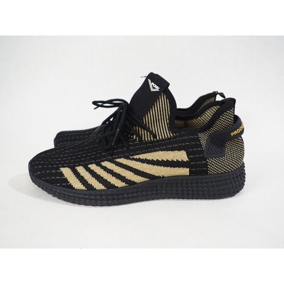 Pony PP2 Spike Knit Black & Gold Lace-Up Athletic Sneakers, Size 6.5 (US) - Picture 4 of 12